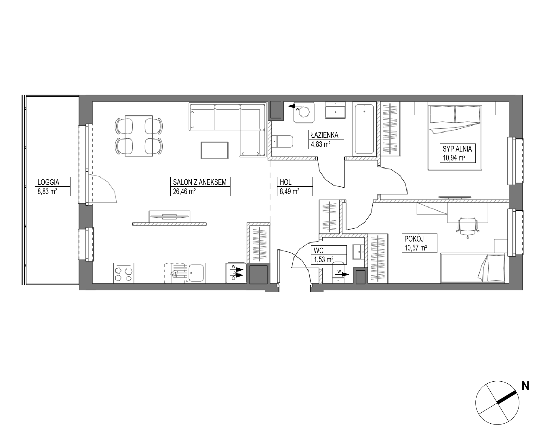 Plan 3 pok. 63m²