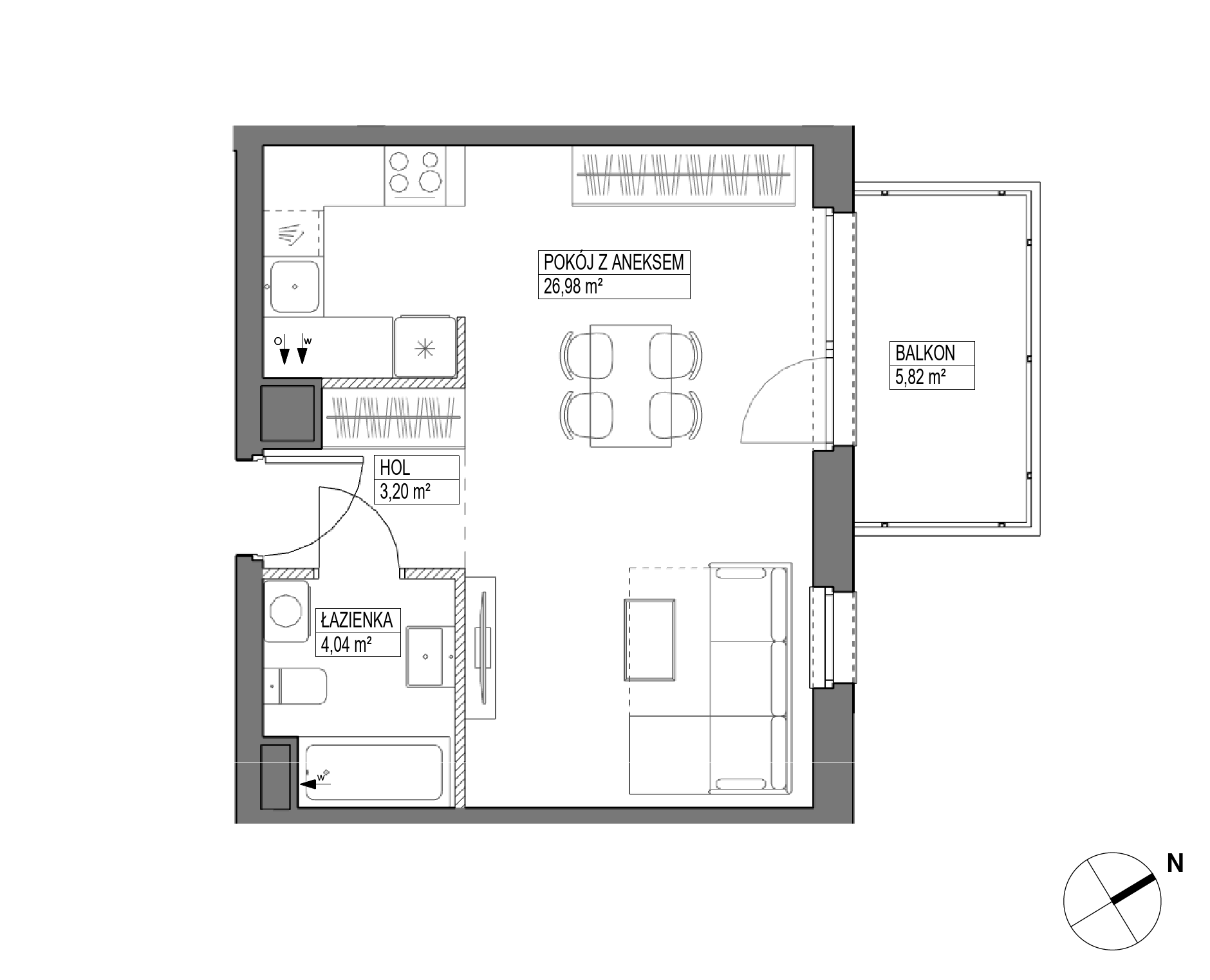 Plan 1 pok. 34m²