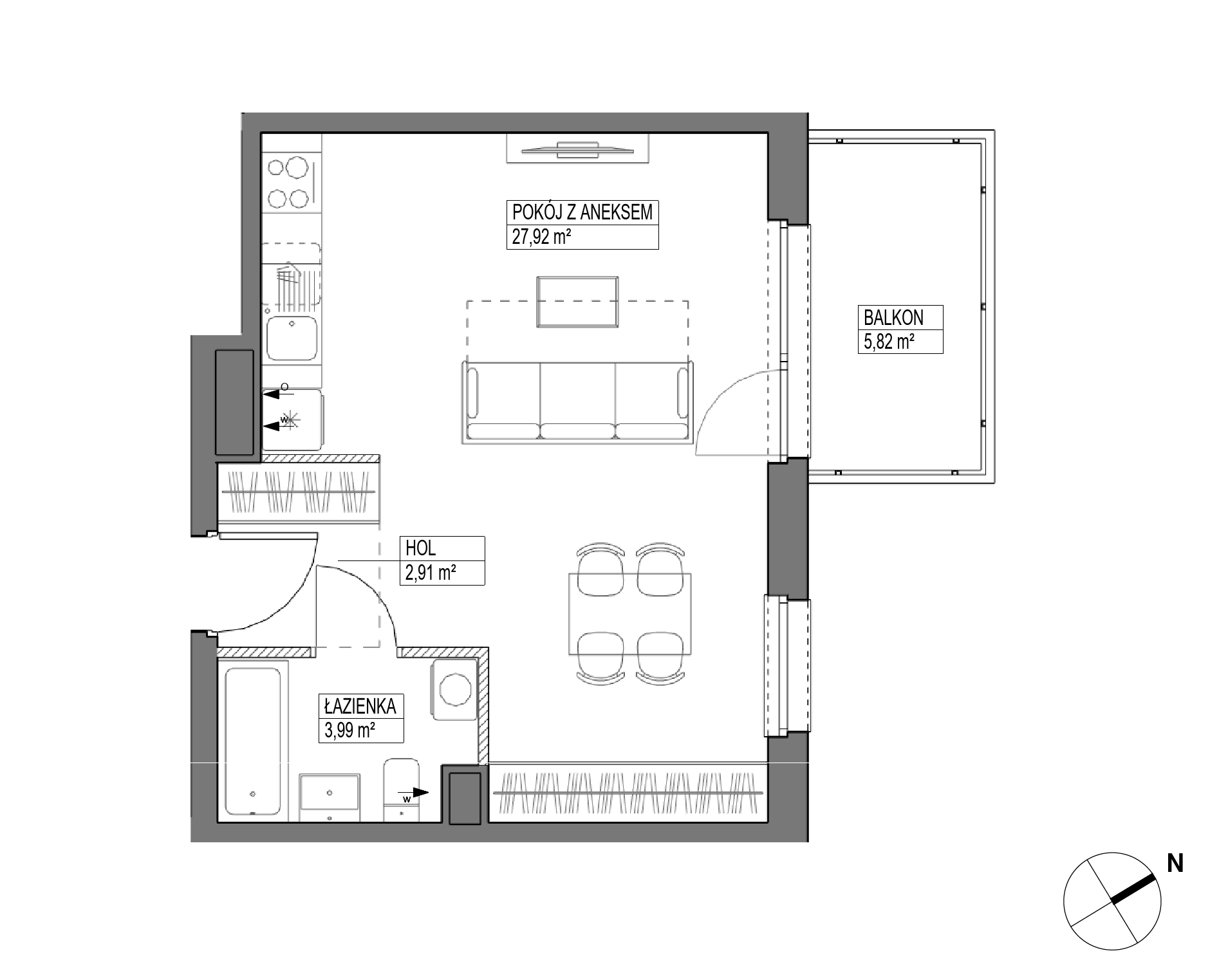 Plan 1 pok. 35m²
