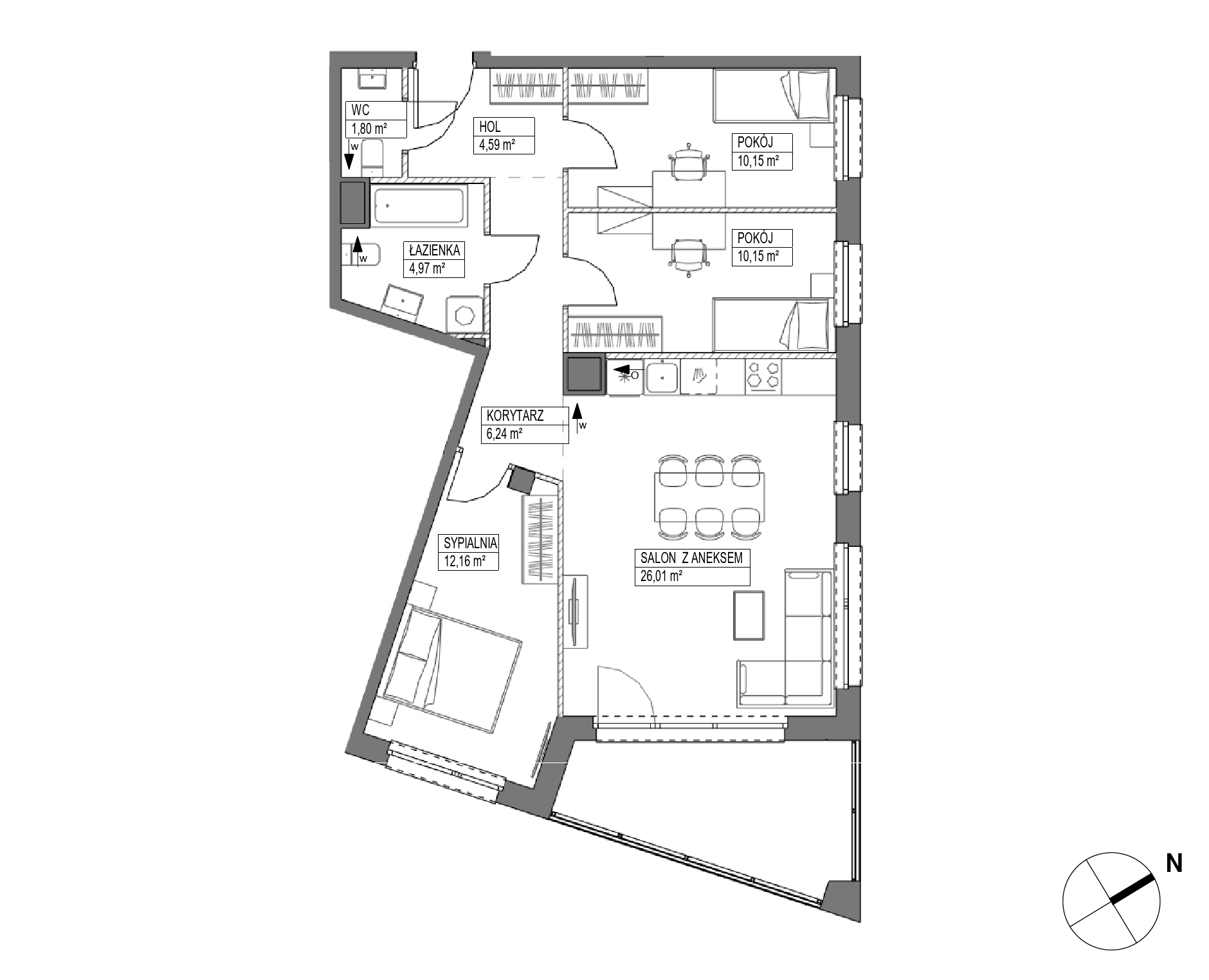 Plan 4 pok. 76m²