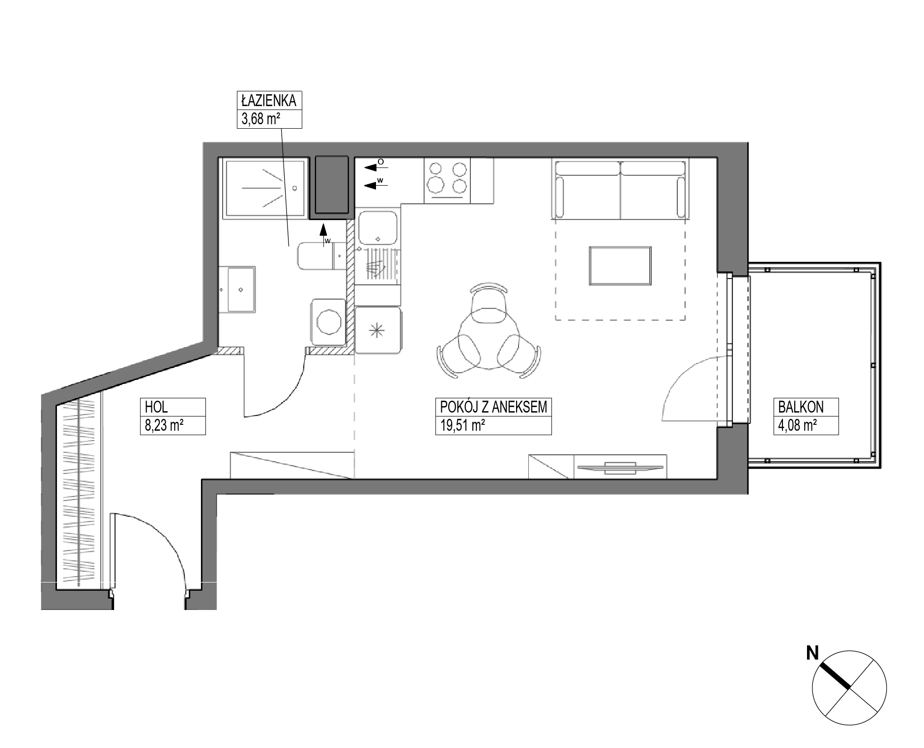 Plan 1 pok. 31m²