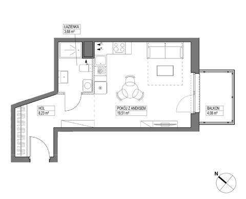 Plan 1 pok. 31m²