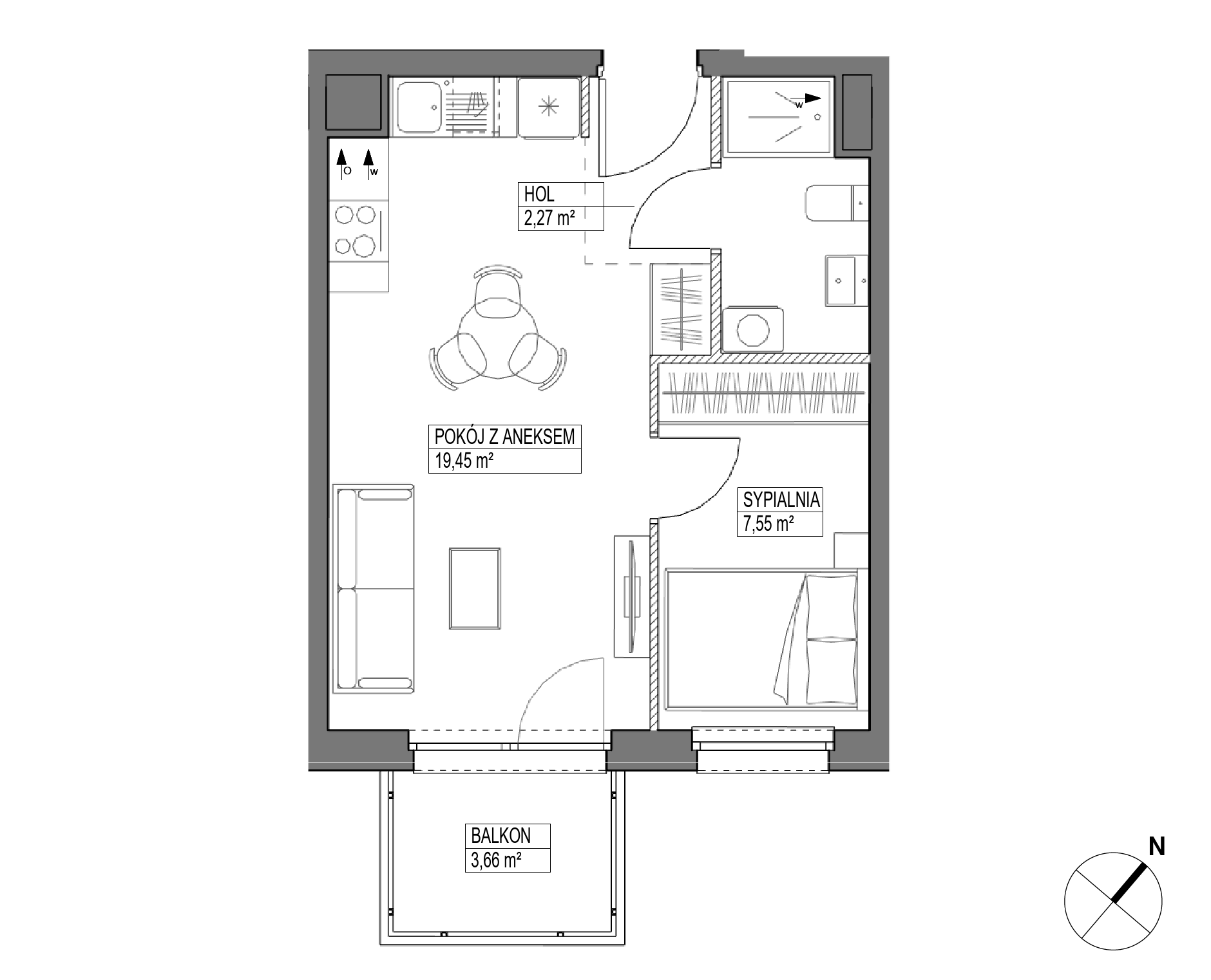 Plan 2 pok. 33m²