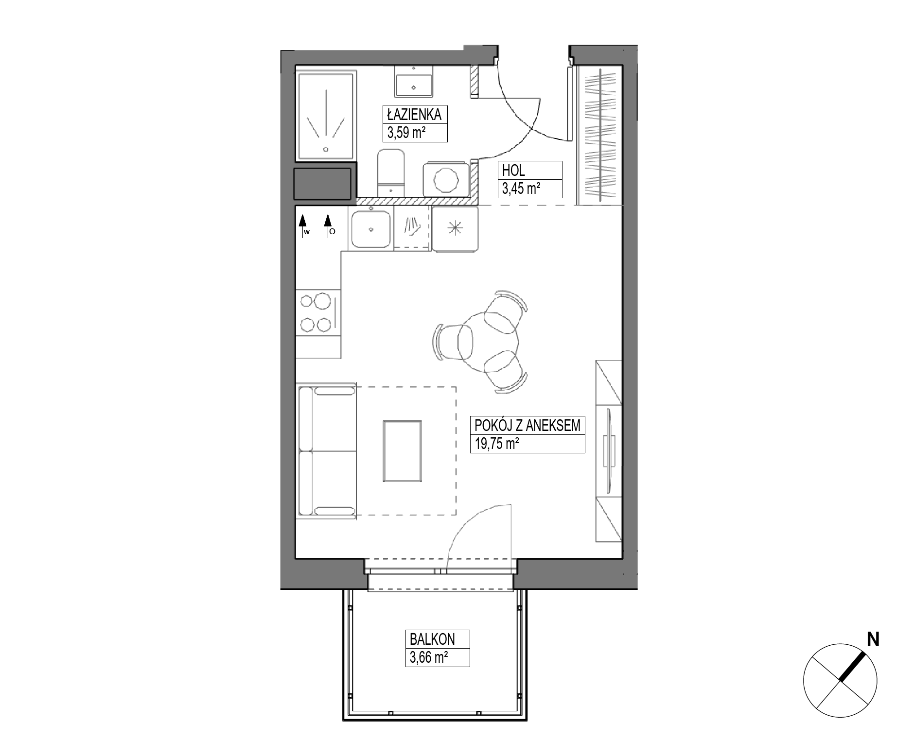 Plan 1 pok. 27m²