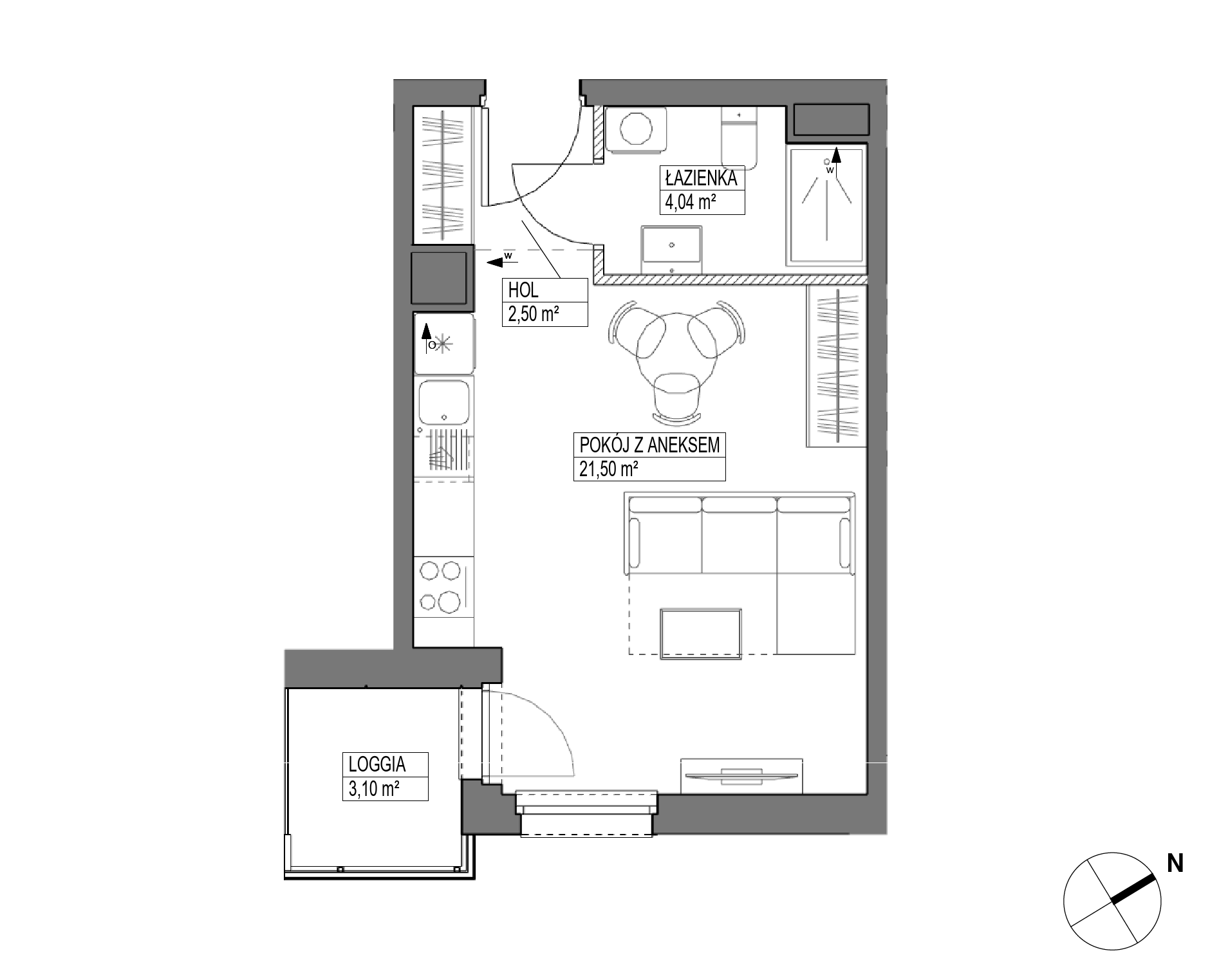 Plan 1 pok. 28m²