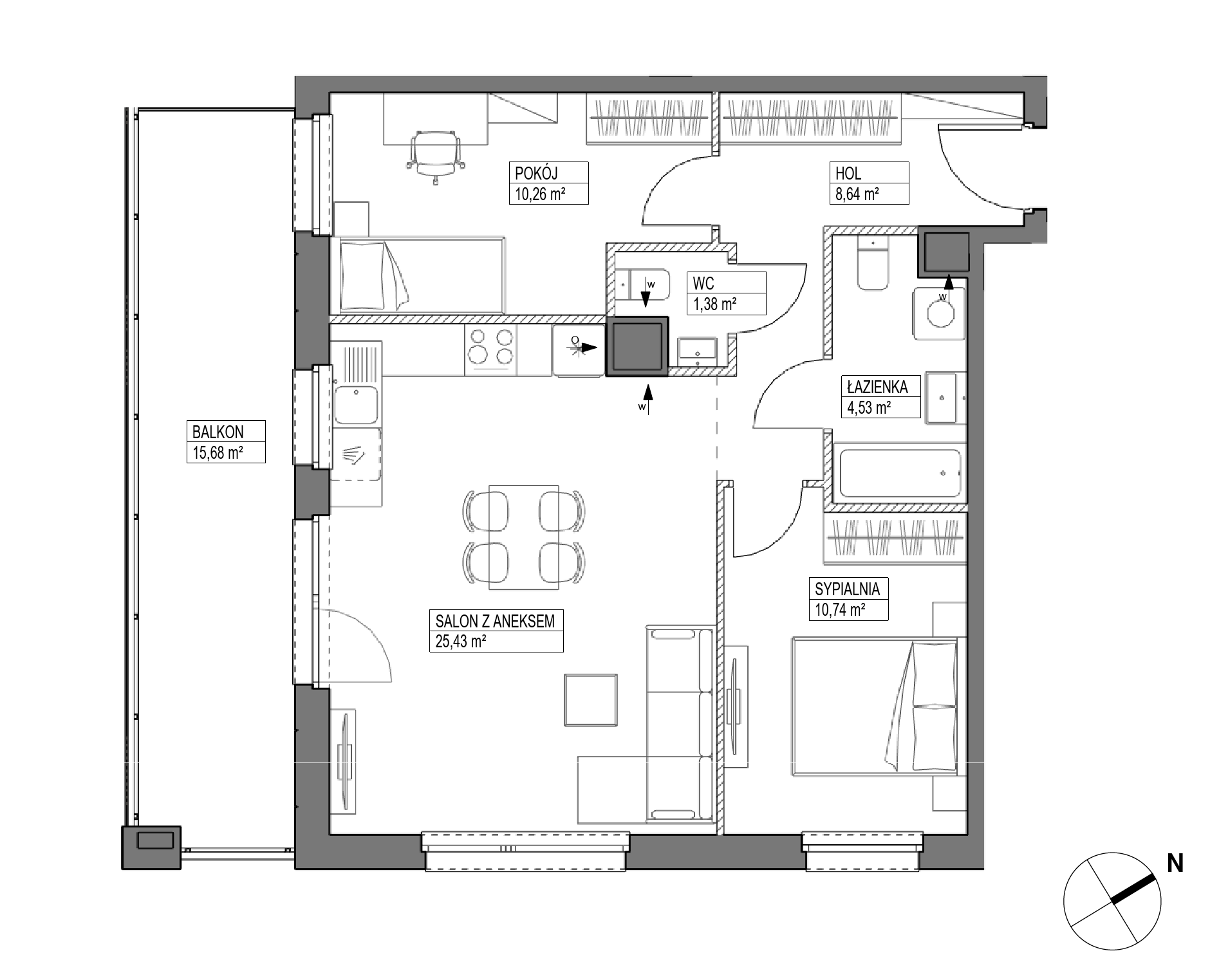 Plan 3 pok. 61m²