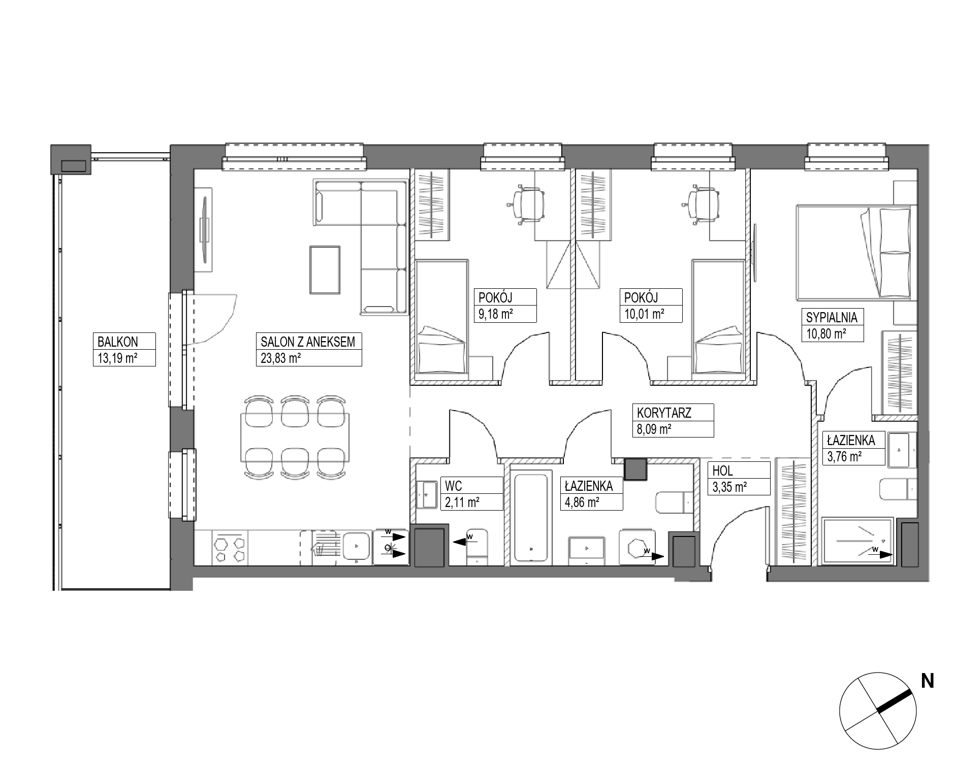 Plan 4 pok. 76m²