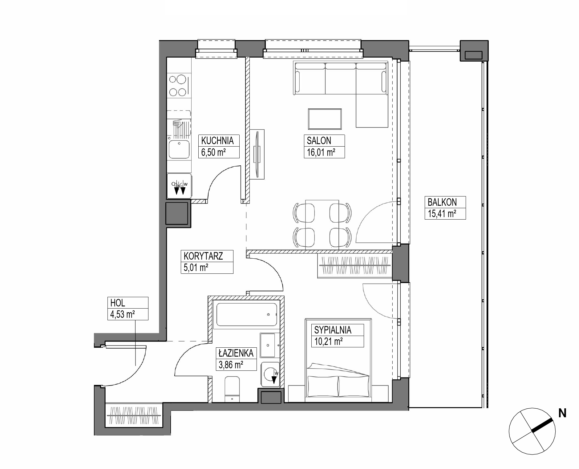 Plan 2 pok. 46m²