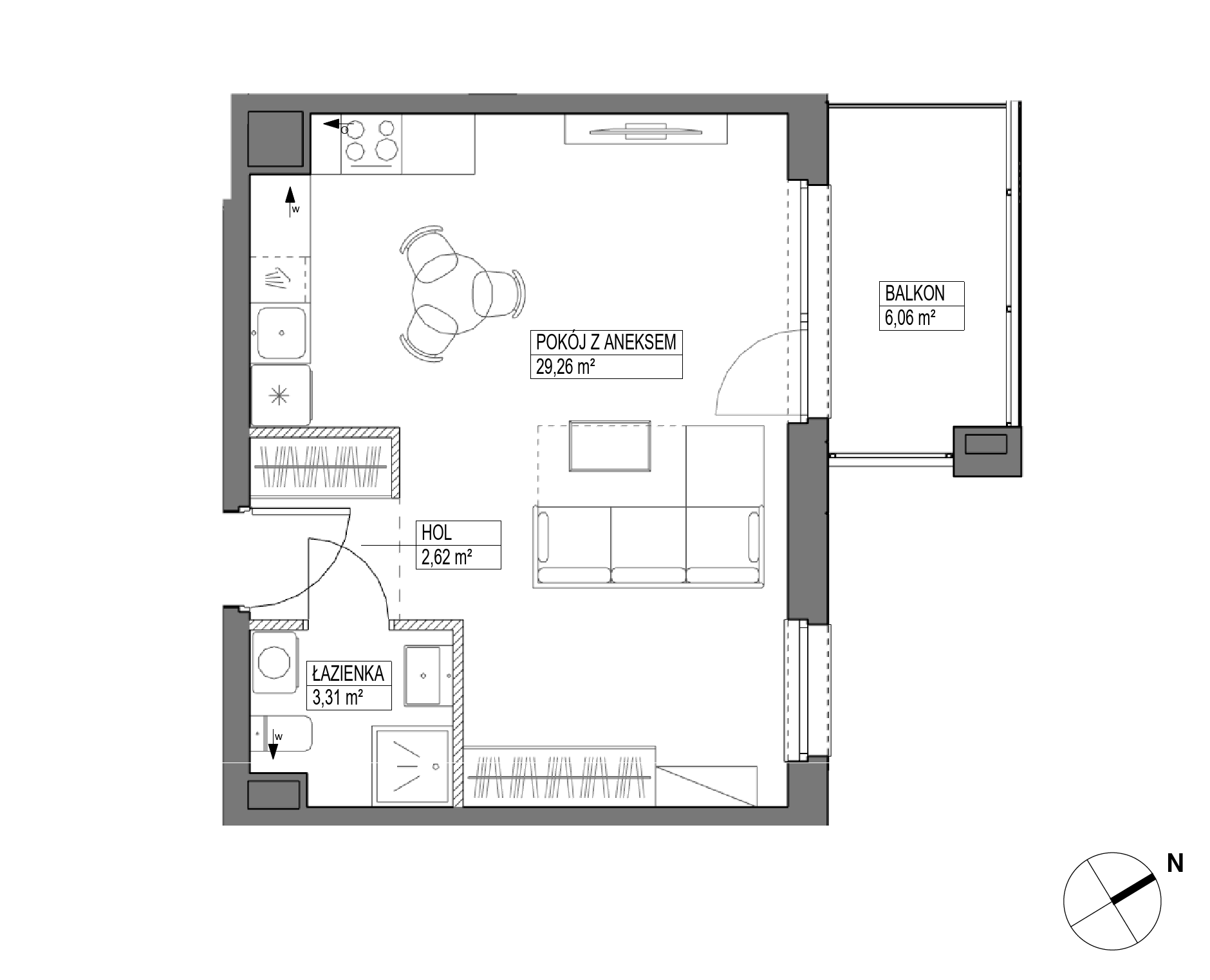 Plan 1 pok. 35m²