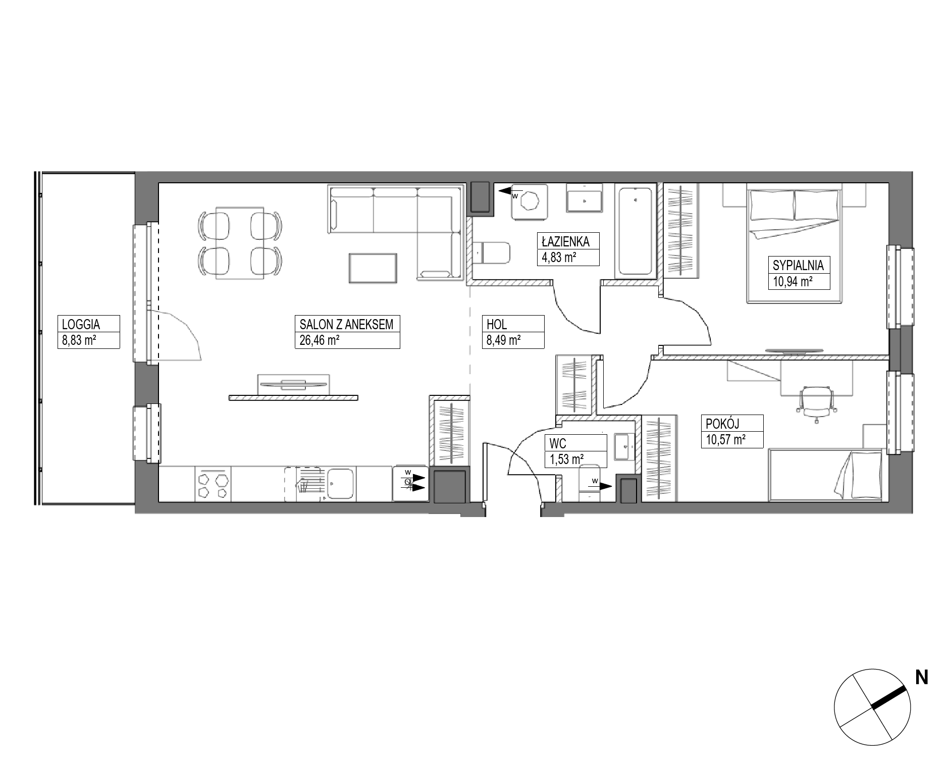 Plan 3 pok. 63m²