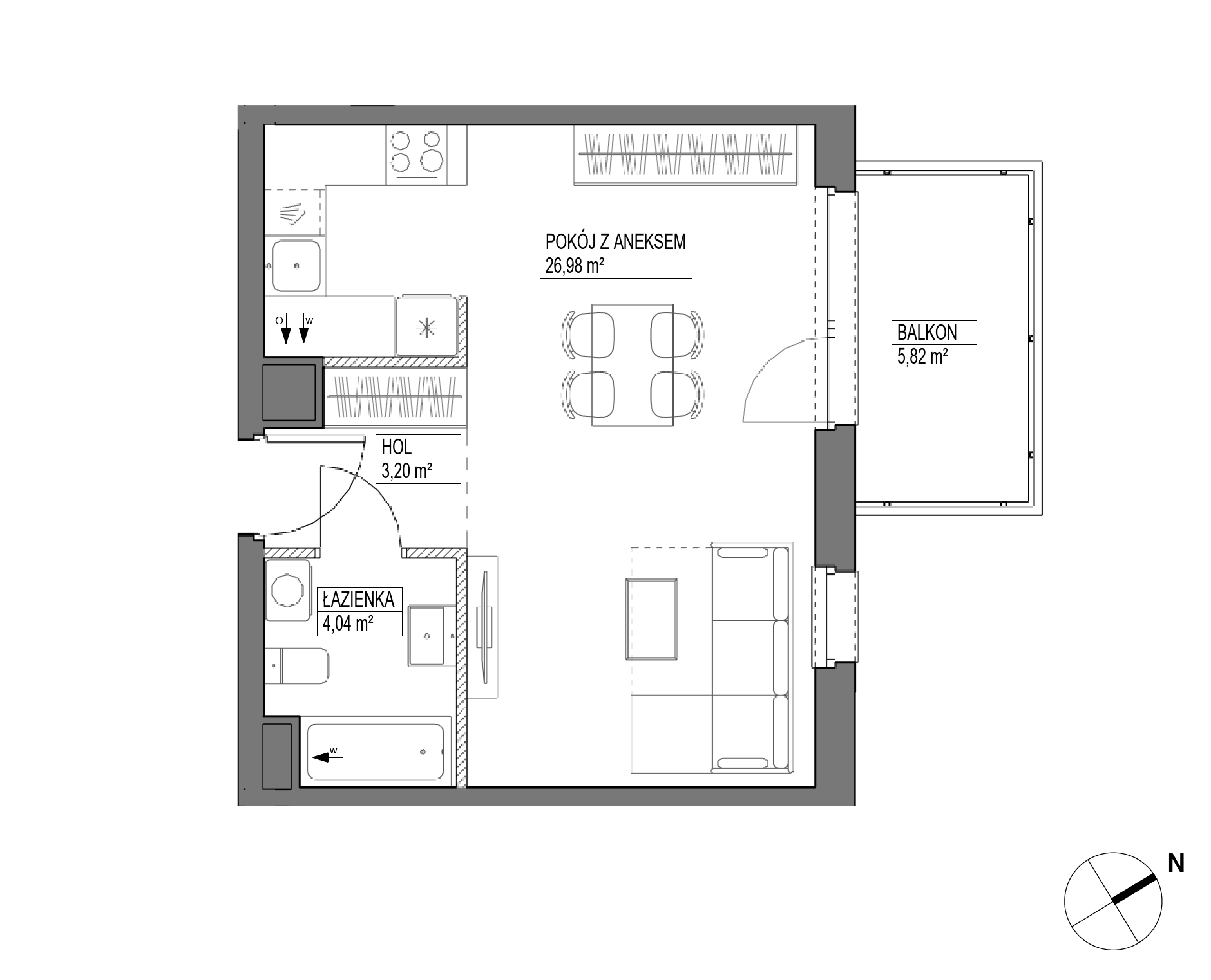 Plan 1 pok. 34m²