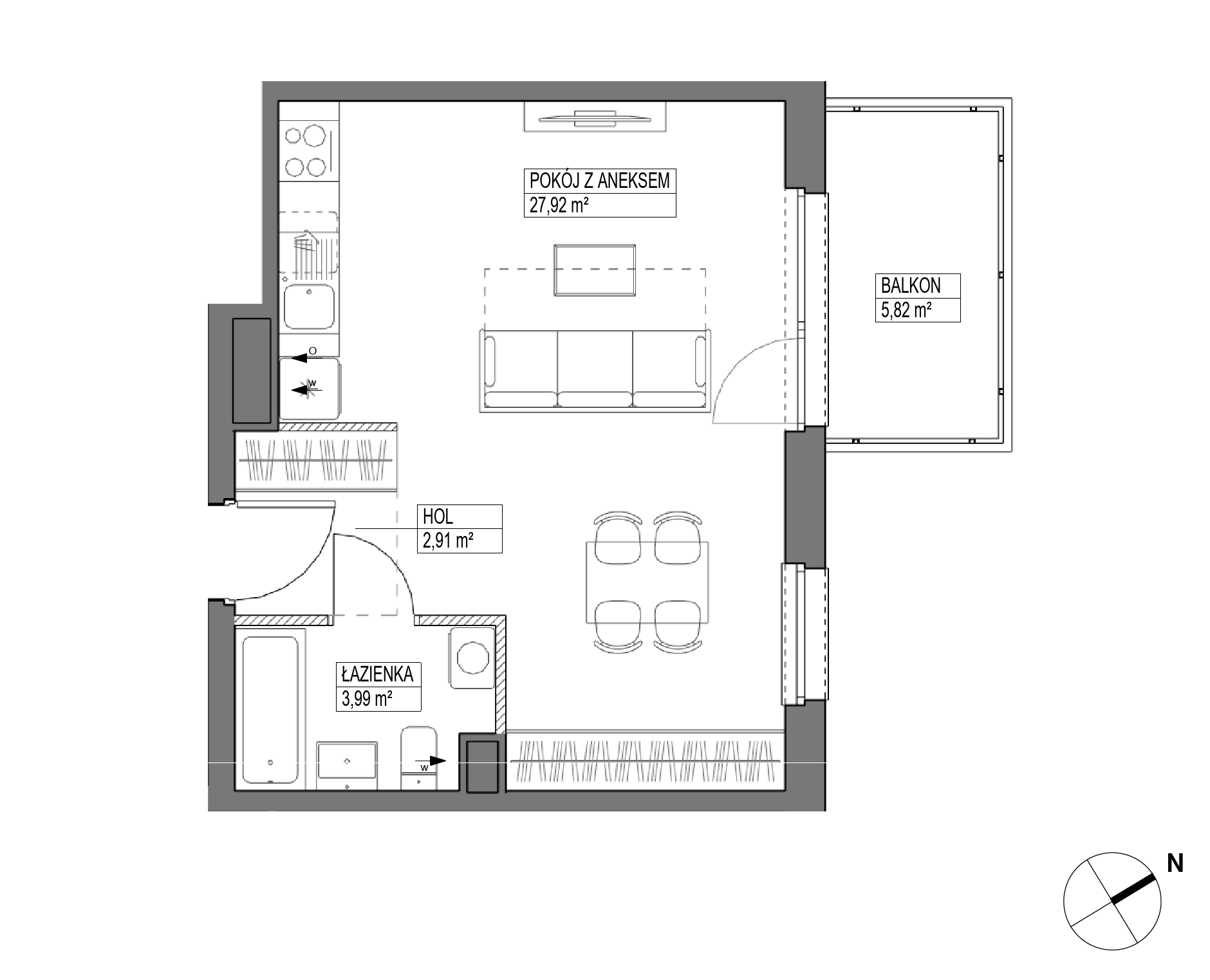 Plan 1 pok. 35m²