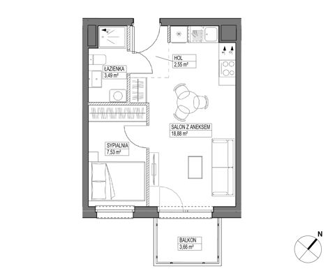 Plan 2 pok. 32m²