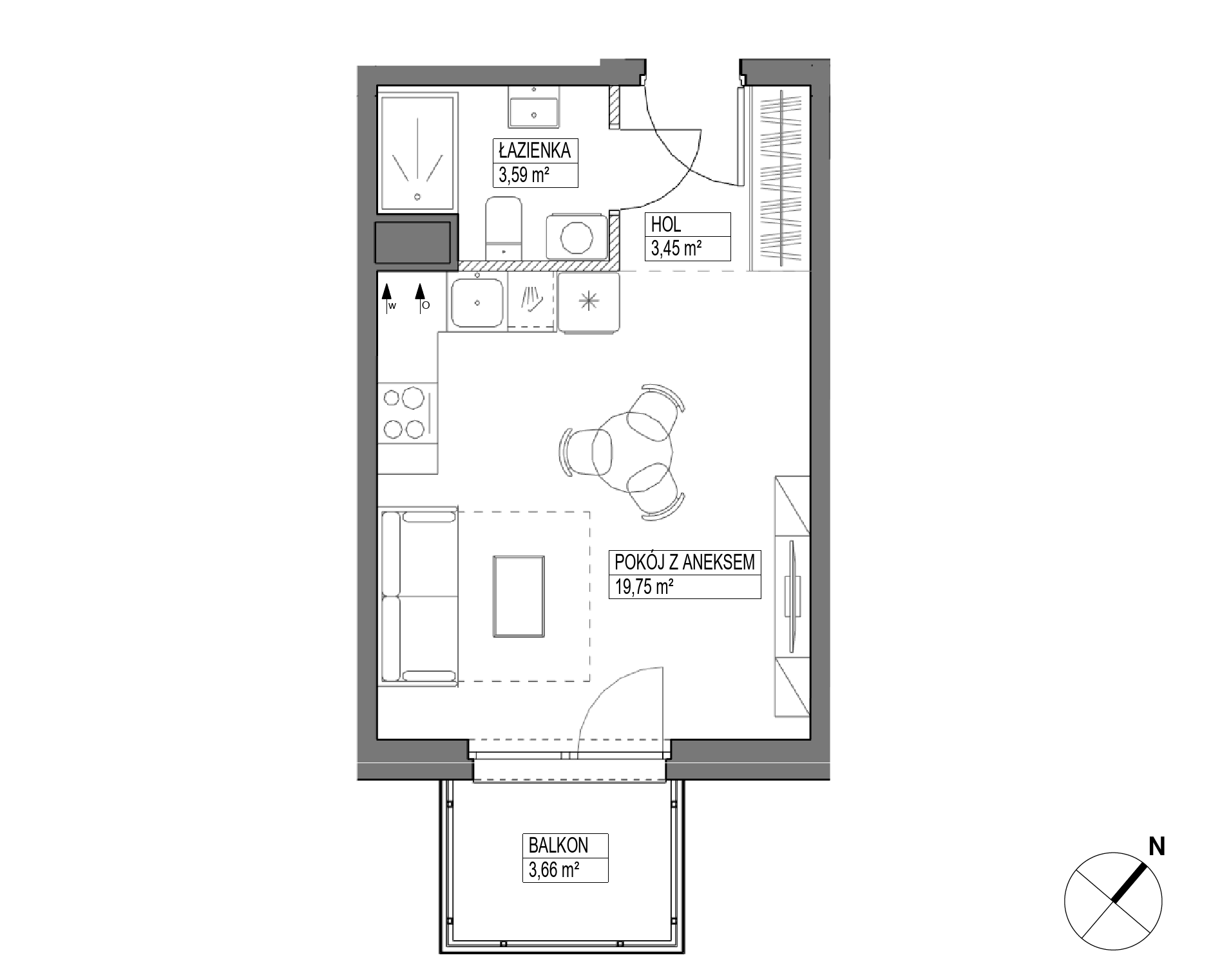 Plan 1 pok. 27m²
