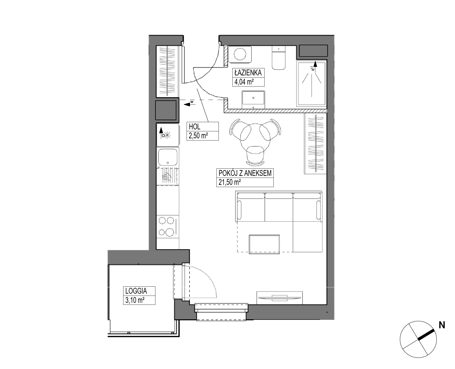 Plan 1 pok. 28m²