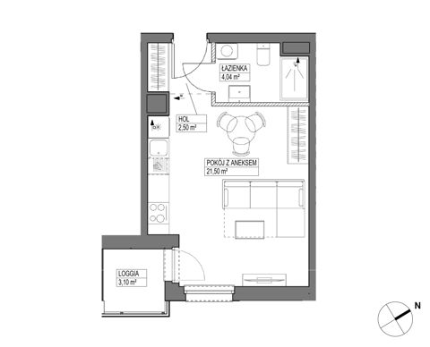 Plan 1 pok. 28m²