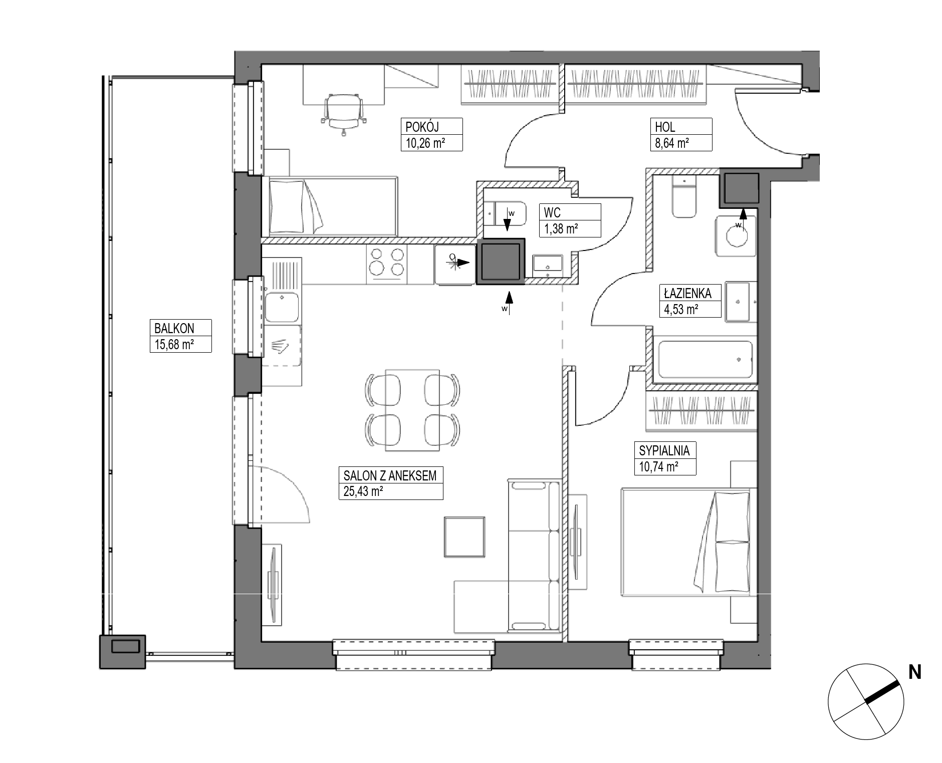 Plan 3 pok. 61m²