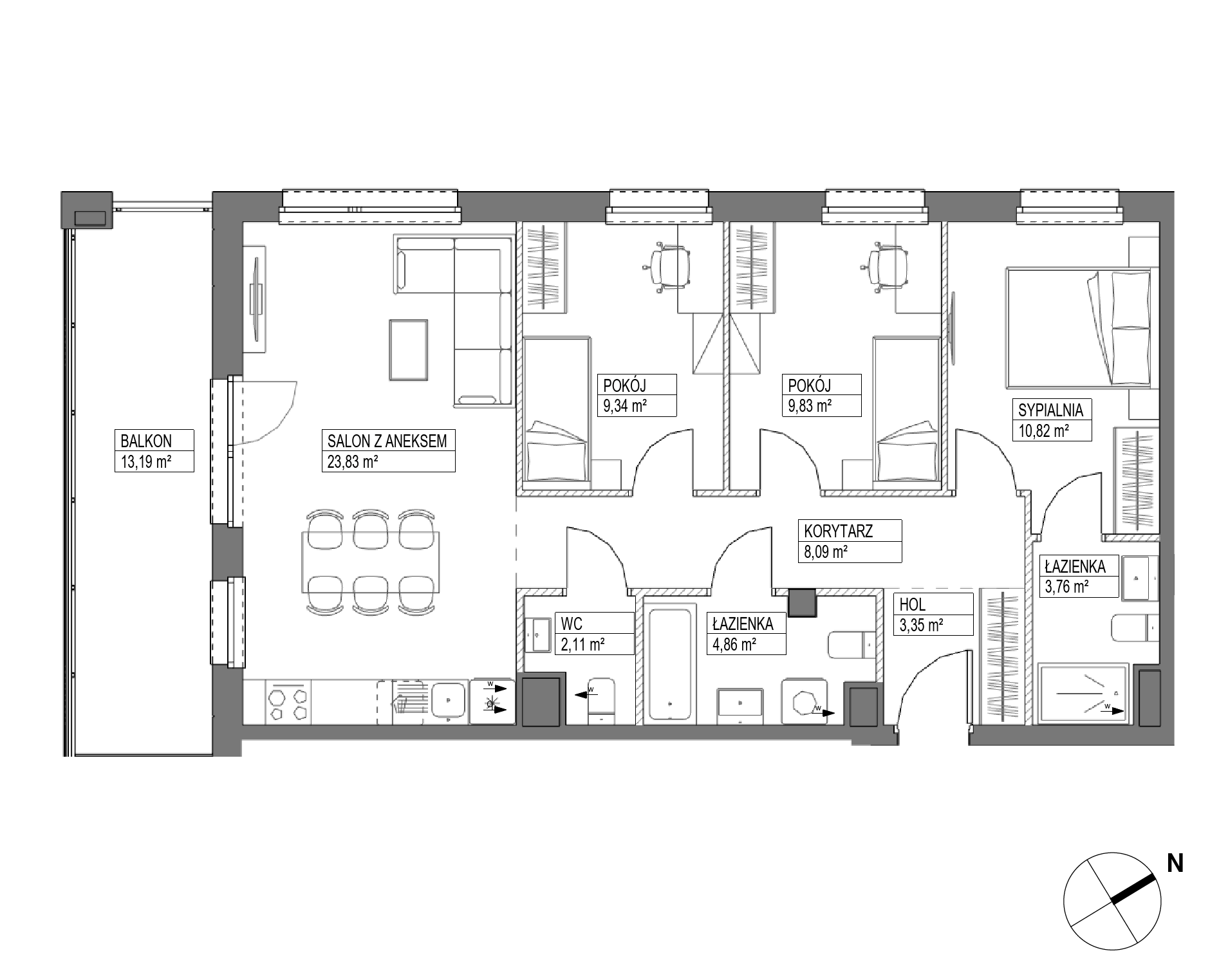 Plan 4 pok. 76m²
