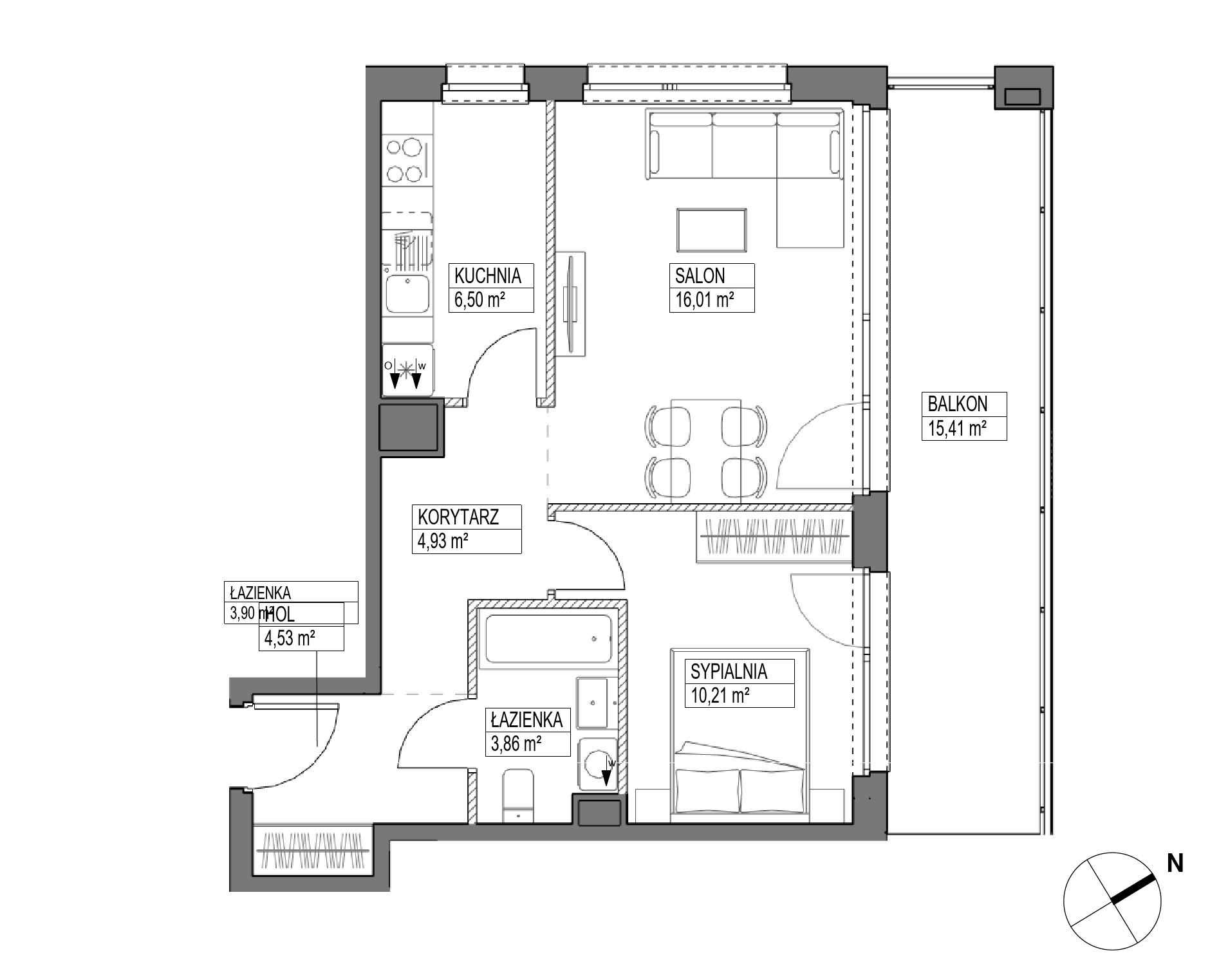 Plan 2 pok. 46m²