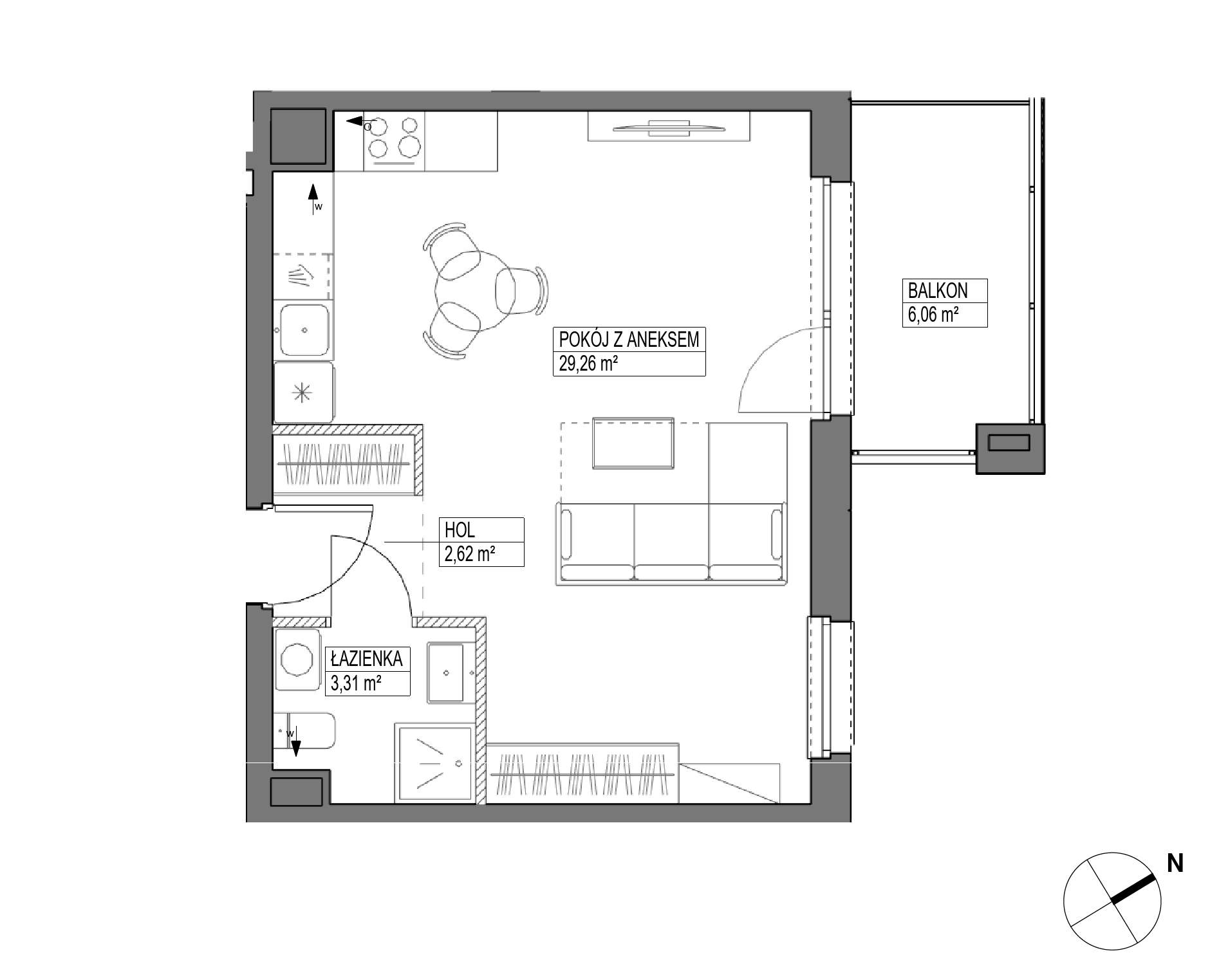 Plan 1 pok. 35m²