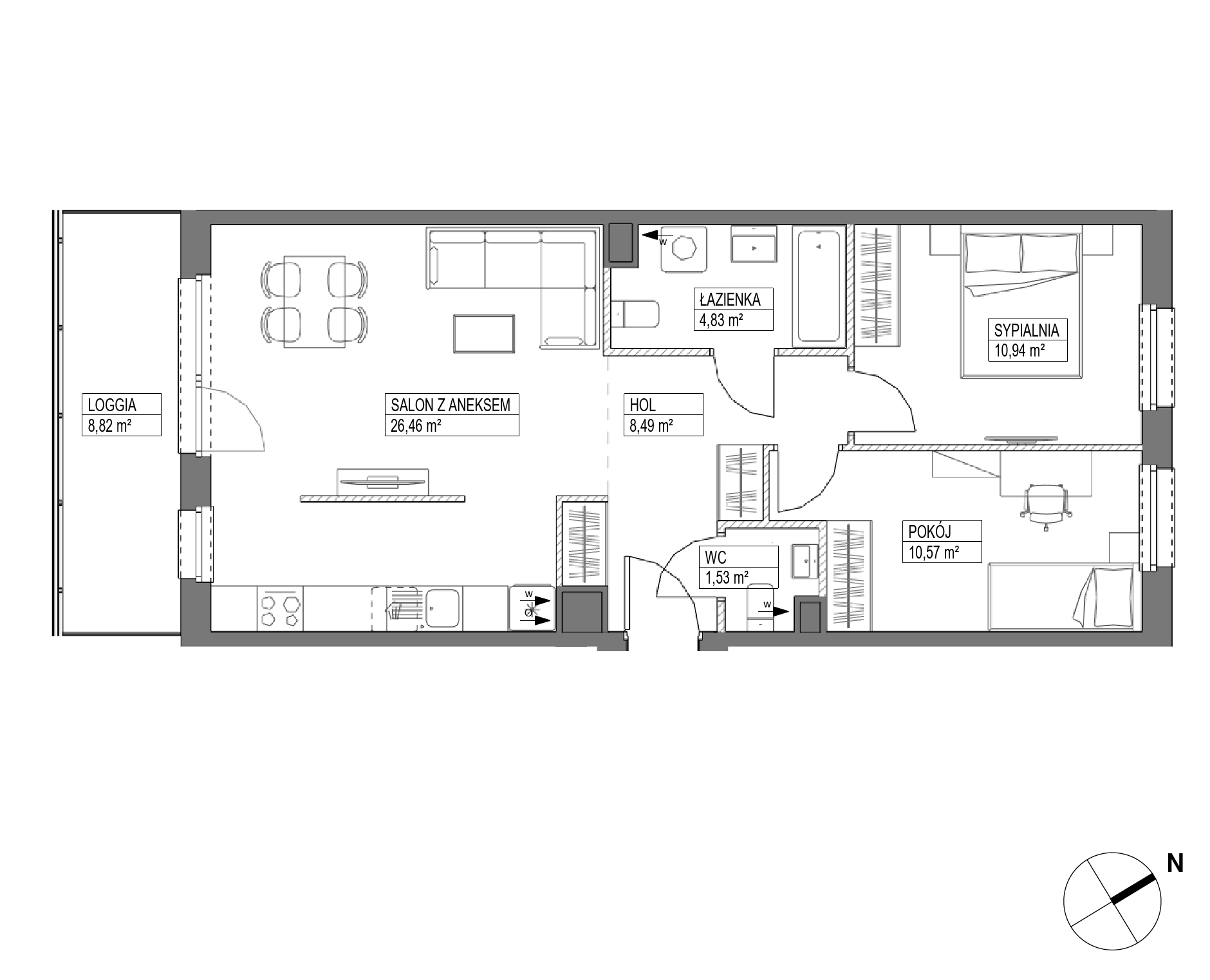 Plan 3 pok. 63m²