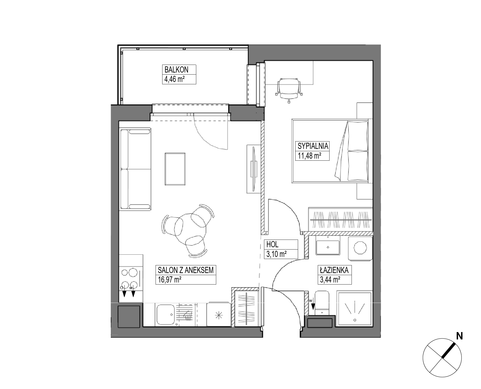 Plan 1 pok. 35m²