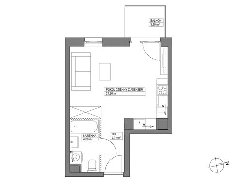 Plan 1 pok. 28m²