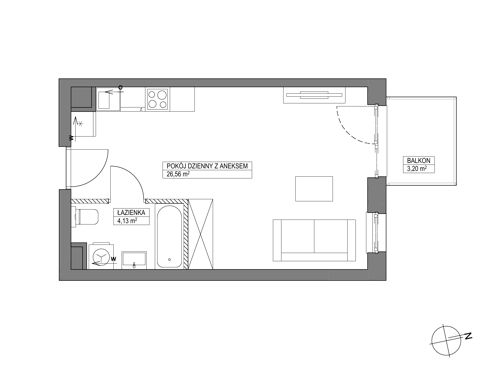 Plan 1 pok. 31m²