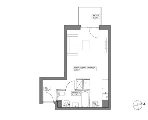 Plan 1 pok. 32m²