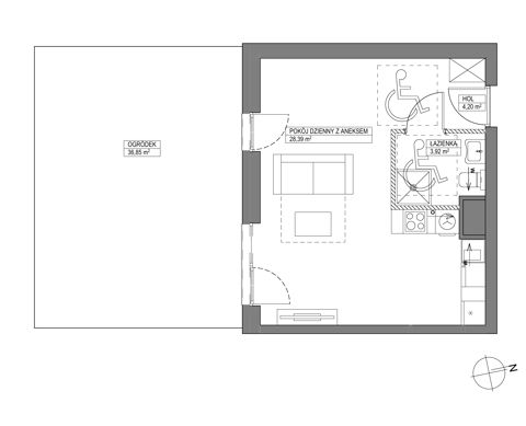 Plan 1 pok. 37m²
