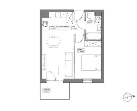 Plan 2 pok. 39m²