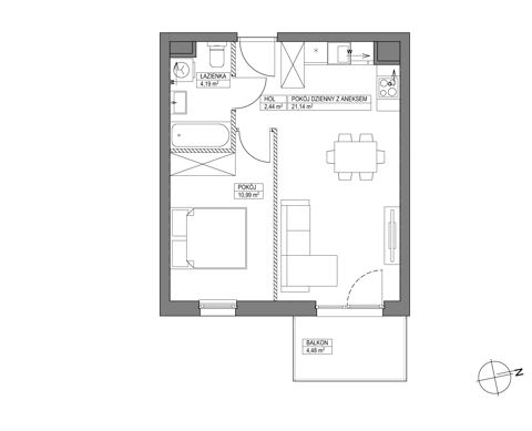 Plan 2 pok. 39m²