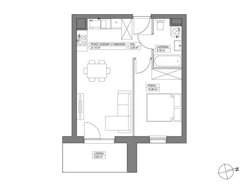 Plan 2 pok. 39m²