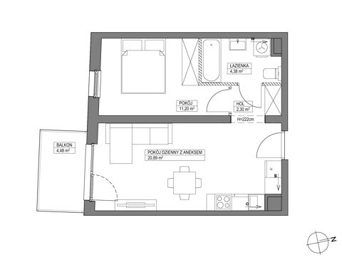 Plan 2 pok. 39m²