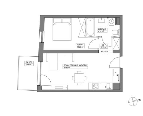 Plan 2 pok. 39m²