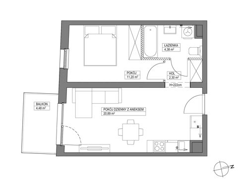 Plan 2 pok. 39m²