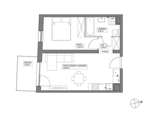 Plan 2 pok. 39m²
