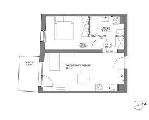Plan 2 pok. 39m²