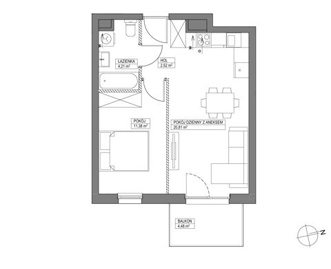 Plan 2 pok. 39m²