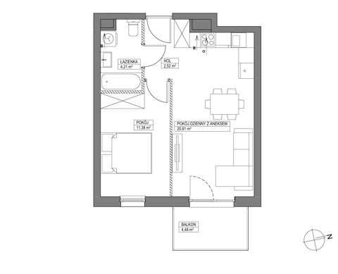 Plan 2 pok. 39m²