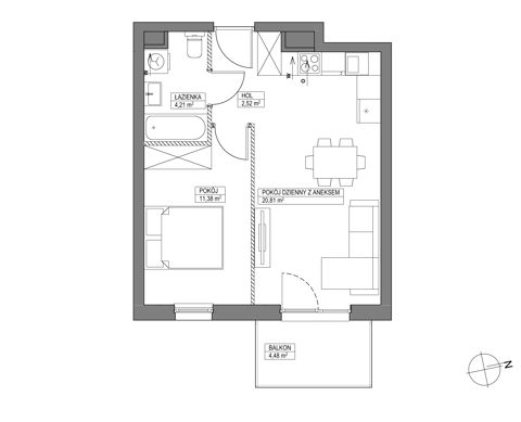 Plan 2 pok. 39m²