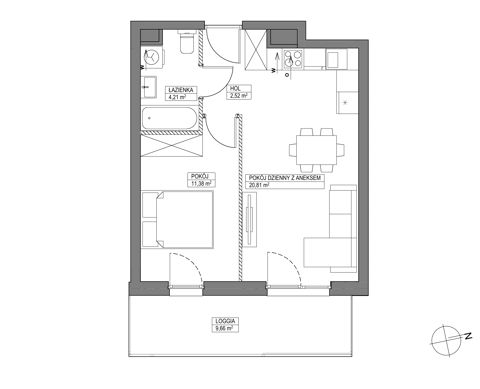 Plan 2 pok. 39m²