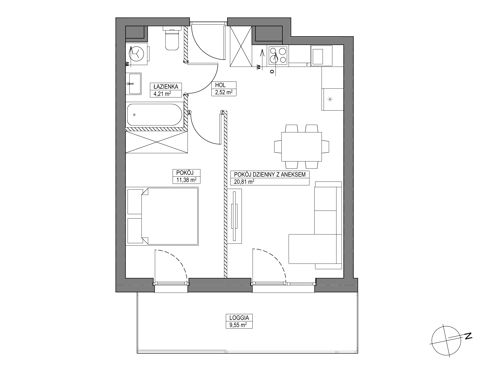 Plan 2 pok. 39m²