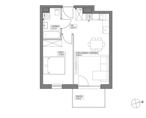 Plan 2 pok. 39m²