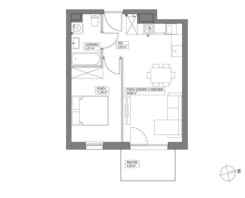 Plan 2 pok. 39m²
