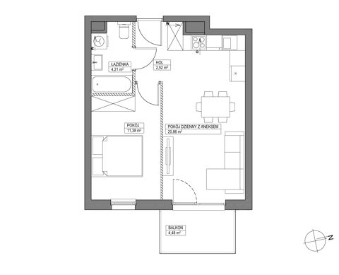 Plan 2 pok. 39m²
