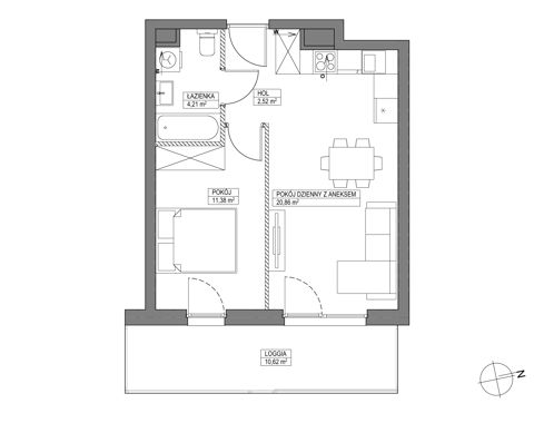 Plan 2 pok. 39m²