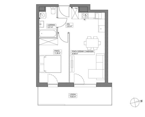Plan 2 pok. 39m²