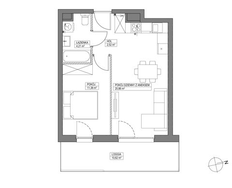 Plan 2 pok. 39m²