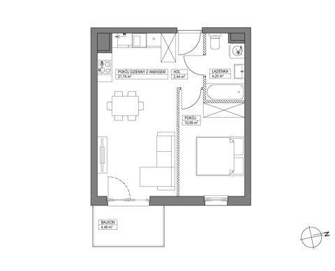Plan 2 pok. 39m²